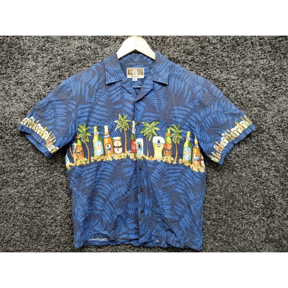VTG Kalaheo Hawaiian Beer Shirt Adult Medium Casual Button Up Hawaii Aloha